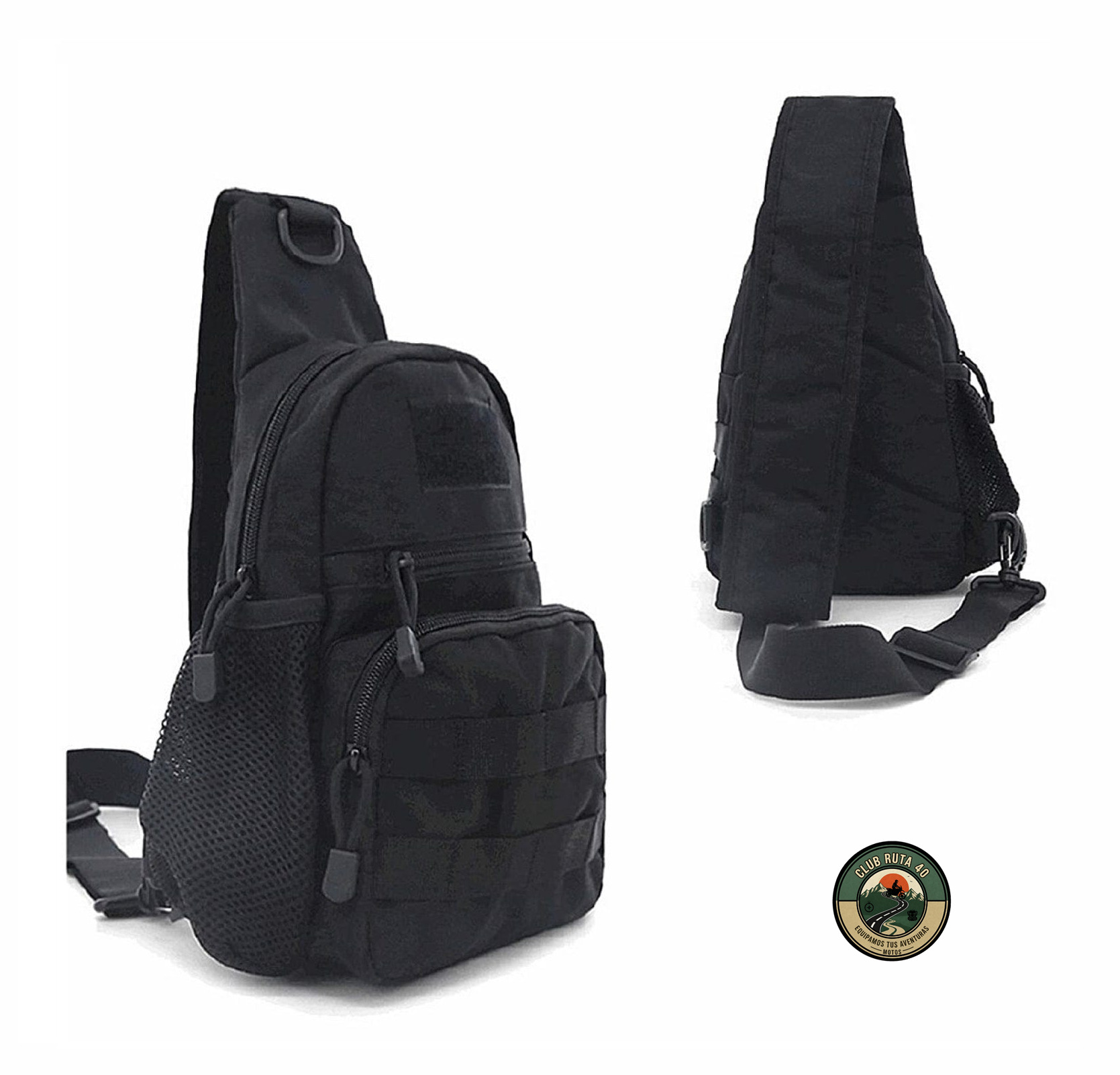 Morral Táctico Pechera con Portabotella Negro